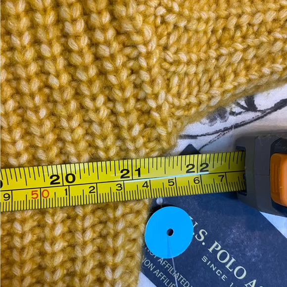 NWT U. S. Polo Assn Chunky Cozy Yellow Preppy Long Sleeve Cardigan Medium - Picture 12 of 15